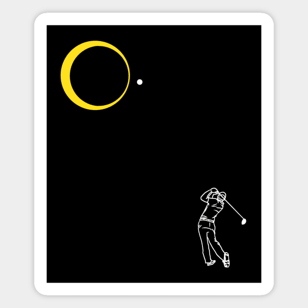 Total Solar Eclipse 2024 Golf Player Golfing Swing Ball Magnet by Julio Regis